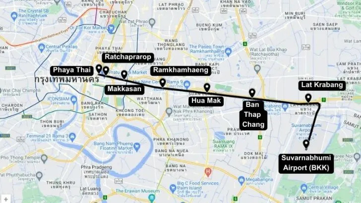 Bangkok-Airport-Railink-Map